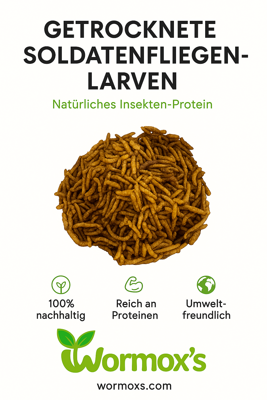Wormox’s Premium Soldatenlarven (5KG) – 100 % Natürlich & Kalziumreich für Vögel, Reptilien & Fische